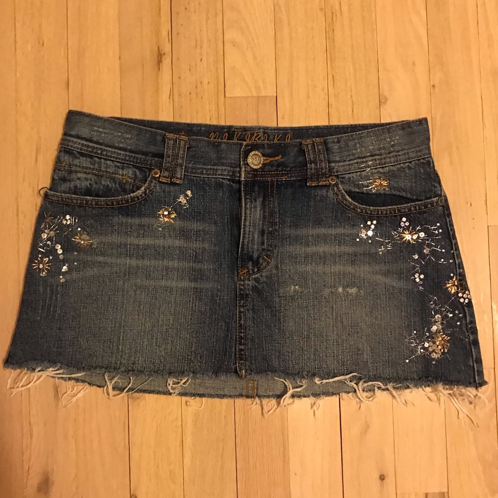 Beaded jean skirt